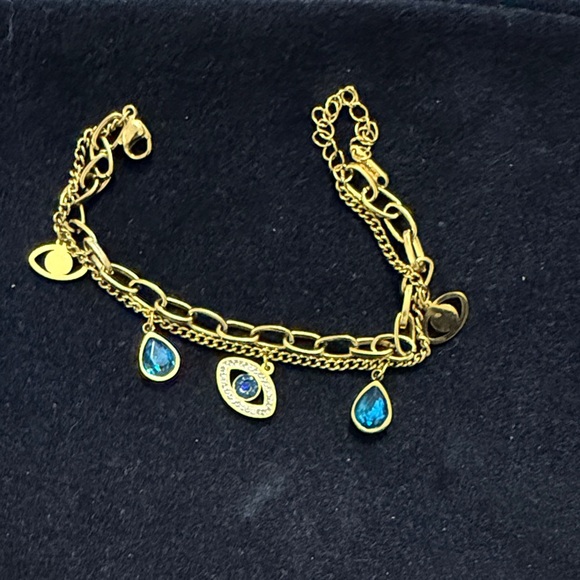 Gold and Blue Charm Bracelet - Picture 1 of 2